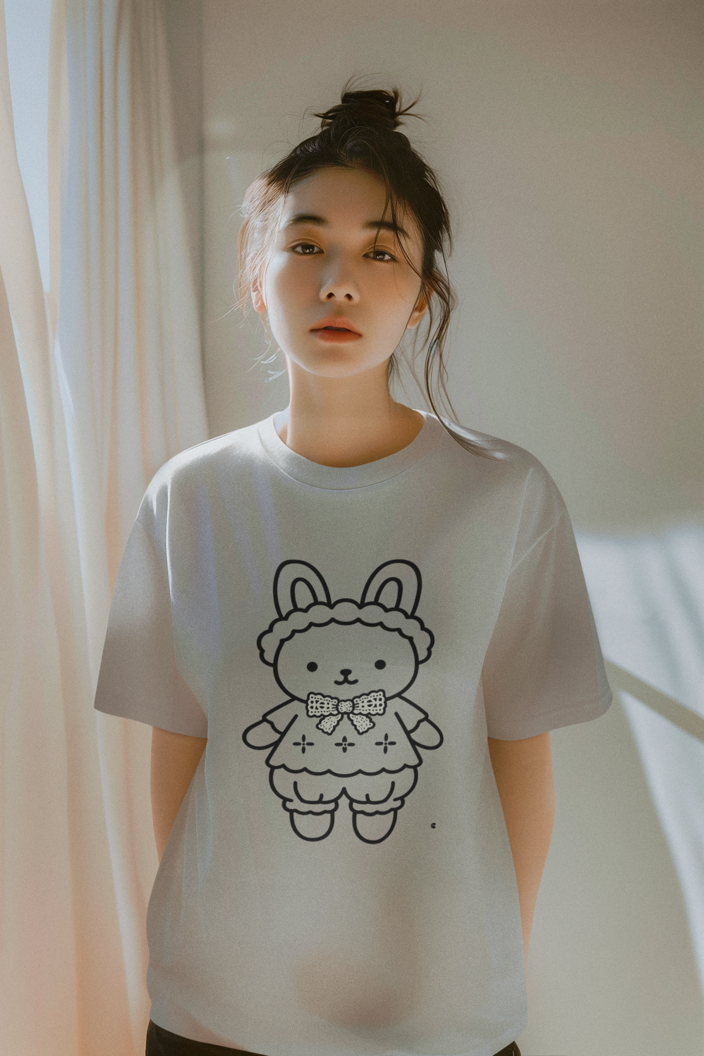 Rabbiko Bunny T-Shirt – Cute Kawaii Rabbit Tee | Unisex S-5XL | 100% Cotton | 7 Colors | Paku Paku Logo