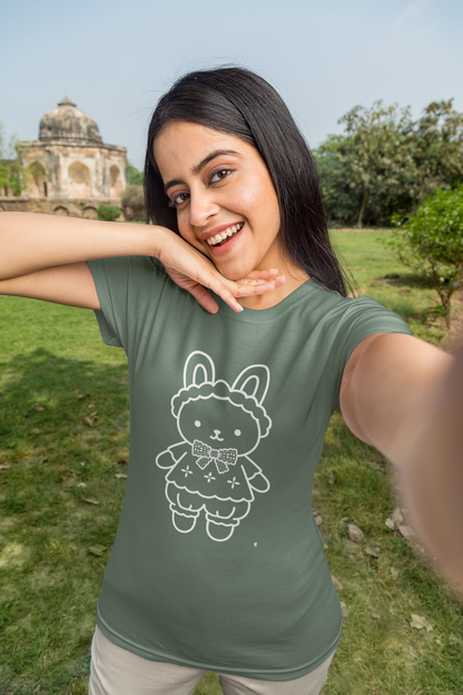 Rabbiko Bunny T-Shirt – Cute Kawaii Rabbit Tee | Unisex S-5XL | 100% Cotton | 7 Colors | Paku Paku Logo