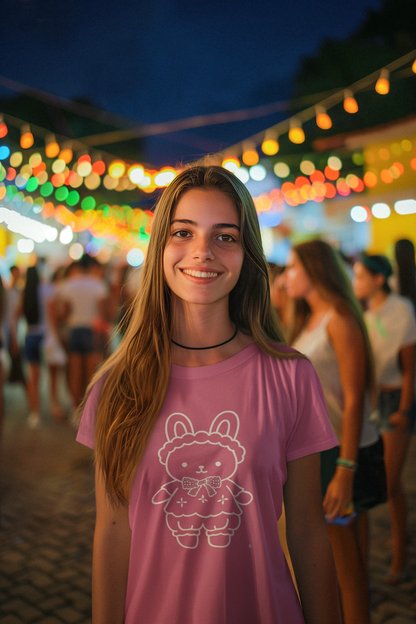 Rabbiko Bunny T-Shirt – Cute Kawaii Rabbit Tee | Unisex S-5XL | 100% Cotton | 7 Colors | Paku Paku Logo