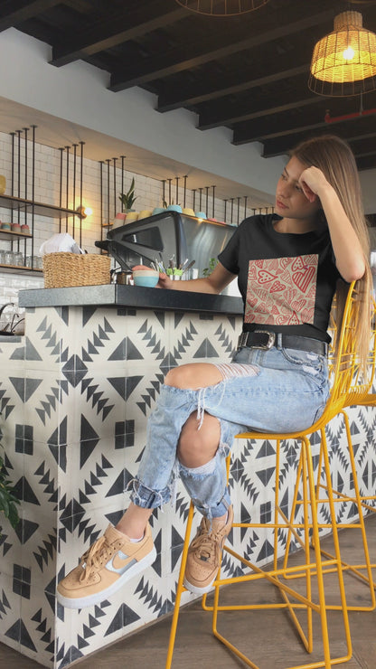 Heart to Heart T-Shirt with Paku Paku Logo | Unisex 100% Cotton | 7 Colors Available | Thoughtful Gift Idea l