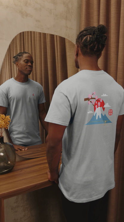 Fuji Sunrise T-Shirt with Sakura | Unisex 100% Cotton | 7 Colors | Great Gift