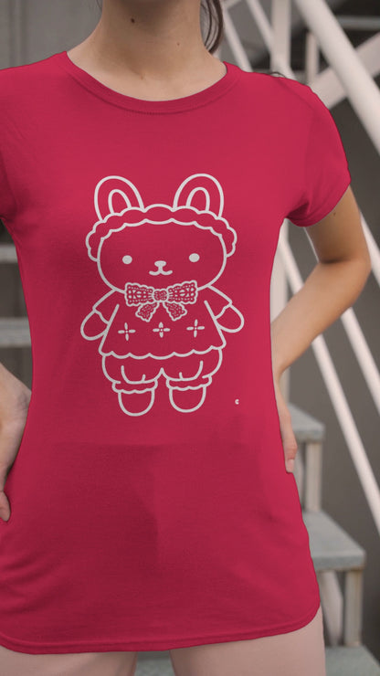 Rabbiko Bunny T-Shirt – Cute Kawaii Rabbit Tee | Unisex S-5XL | 100% Cotton | 7 Colors | Paku Paku Logo